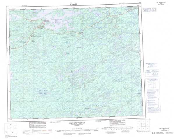Printable Lac Sauvolles Topographic Map 033H at 1:250,000 scale