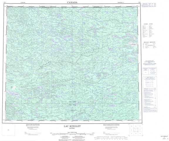 Printable Lac Kinglet Topographic Map 033J at 1:250,000 scale