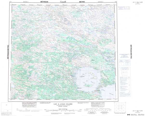 Printable Lac A L'Eau Claire Topographic Map 034B at 1:250,000 scale