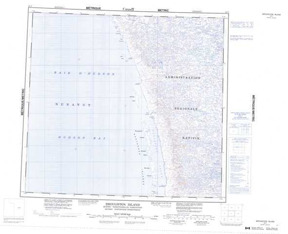 Printable Broughton Island Topographic Map 034F at 1:250,000 scale