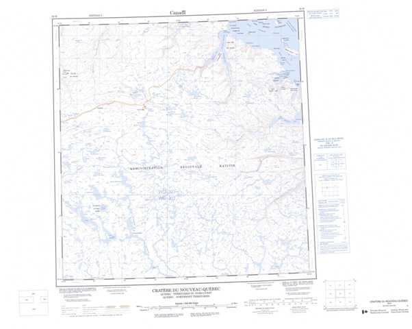 Printable Cratere Du Nouveau-Quebec Topographic Map 035H at 1:250,000 scale