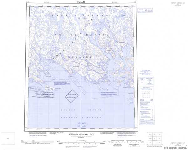 Printable Andrew Gordon Bay Topographic Map 036B at 1:250,000 scale