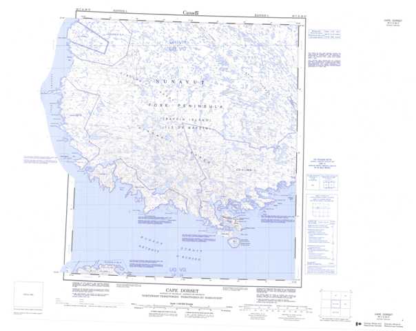 Printable Cape Dorset Topographic Map 036C at 1:250,000 scale