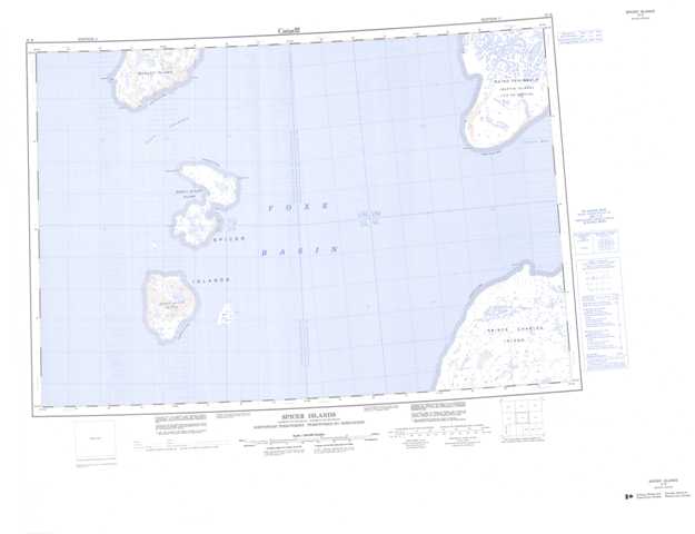 Printable Spicer Islands Topographic Map 037B at 1:250,000 scale