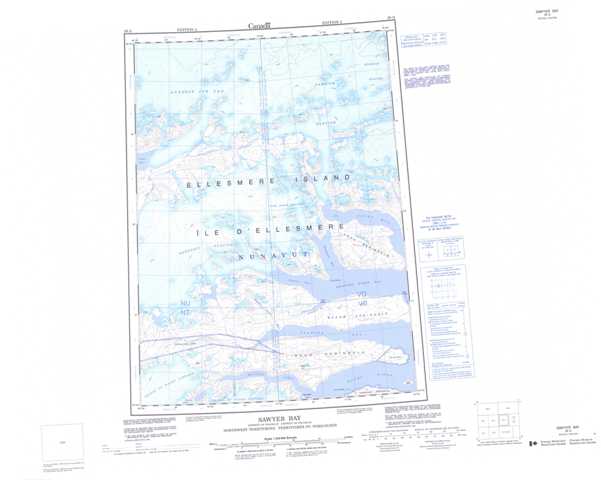 Printable Sawyer Bay Topographic Map 039G at 1:250,000 scale