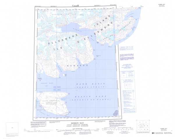 Printable Dobbin Bay Topographic Map 039H at 1:250,000 scale