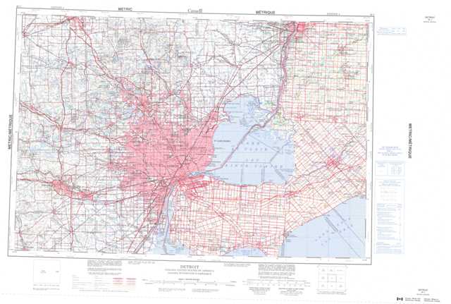 Printable Detroit Topographic Map 040J at 1:250,000 scale