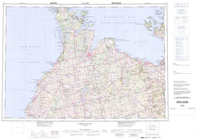 Owen Sound Topographic Map that you can print: NTS 041A at 1:250,000 Scale