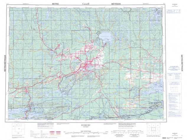 Printable Sudbury Topographic Map 041I at 1:250,000 scale