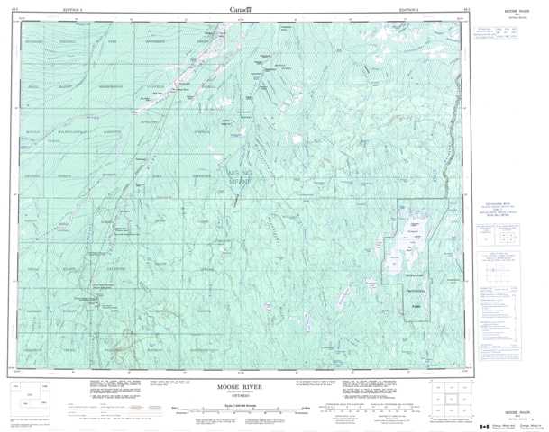 Printable Moose River Topographic Map 042I at 1:250,000 scale