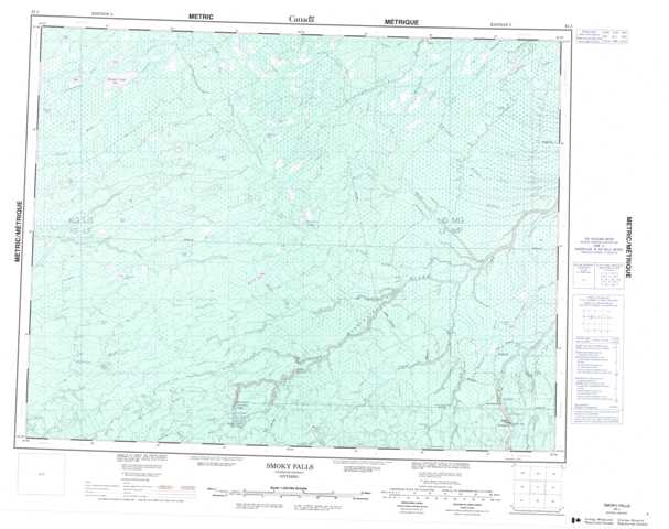 Printable Smoky Falls Topographic Map 042J at 1:250,000 scale