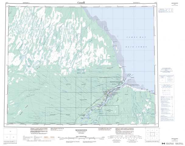 Printable Moosonee Topographic Map 042P at 1:250,000 scale