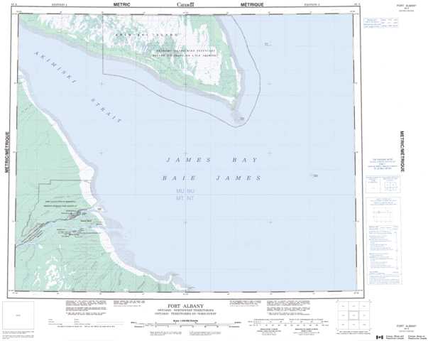 Printable Fort Albany Topographic Map 043A at 1:250,000 scale