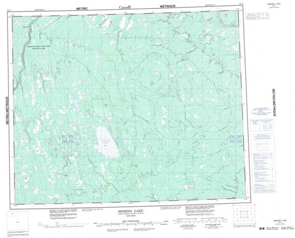 Printable Missisa Lake Topographic Map 043C at 1:250,000 scale
