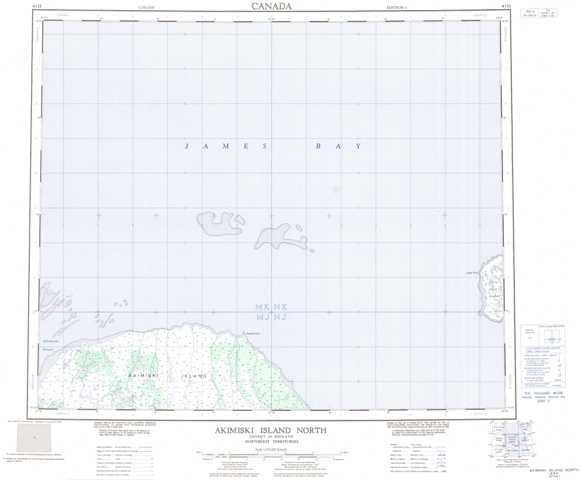 Printable Akimiski Island North Topographic Map 043H at 1:250,000 scale