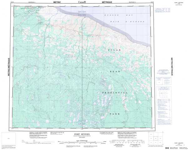 Printable Fort Severn Topographic Map 043M at 1:250,000 scale