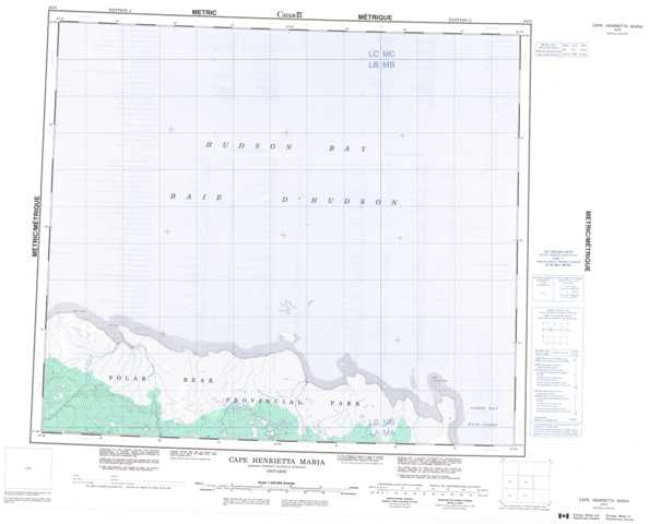 Cape Henrietta Maria Topographic Map that you can print: NTS 043O at 1:250,000 Scale