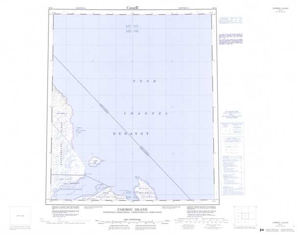 Printable Caribou Island Topographic Map 046A at 1:250,000 scale