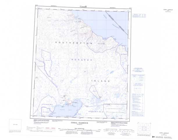 Printable Coral Harbour Topographic Map 046B at 1:250,000 scale