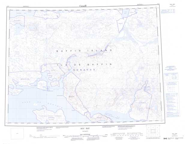 Printable Agu Bay Topographic Map 047F at 1:250,000 scale