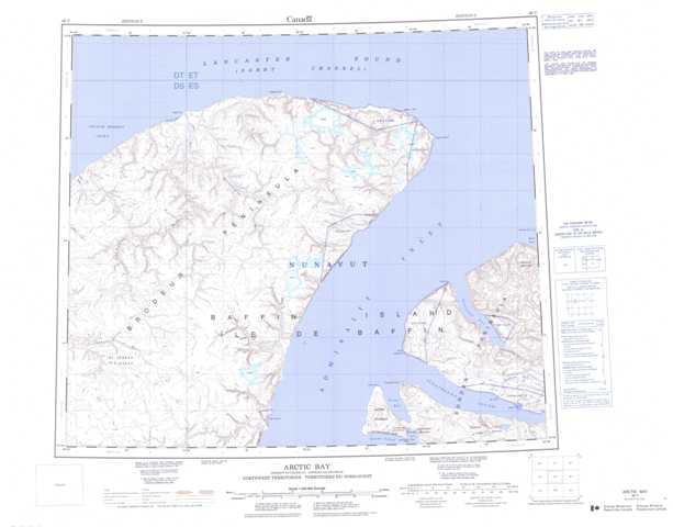 Printable Arctic Bay Topographic Map 048C at 1:250,000 scale