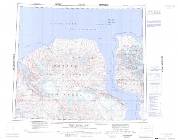 Navy Board Inlet Topographic Map that you can print: NTS 048D at 1:250,000 Scale