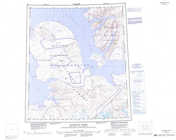 Printable Baumann Fiord Topographic Map 049C at 1:250,000 scale