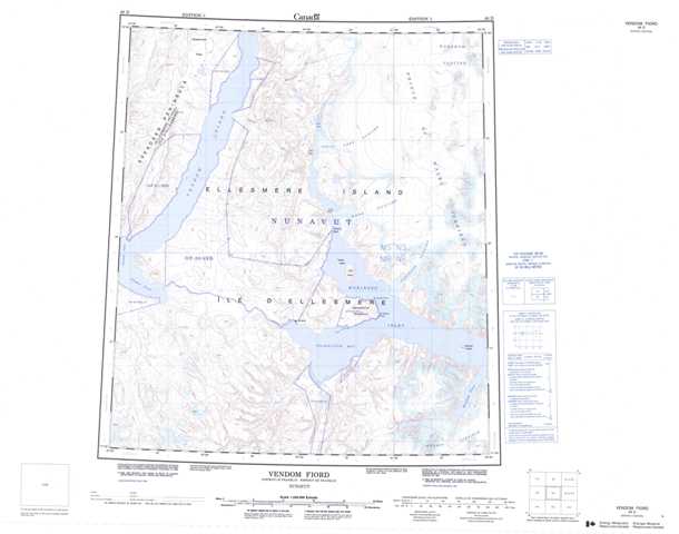 Printable Vendom Fiord Topographic Map 049D at 1:250,000 scale