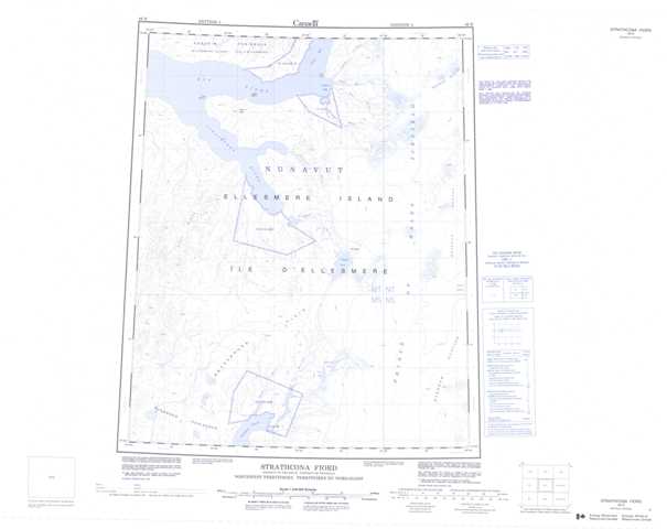 Printable Strathcona Fiord Topographic Map 049E at 1:250,000 scale