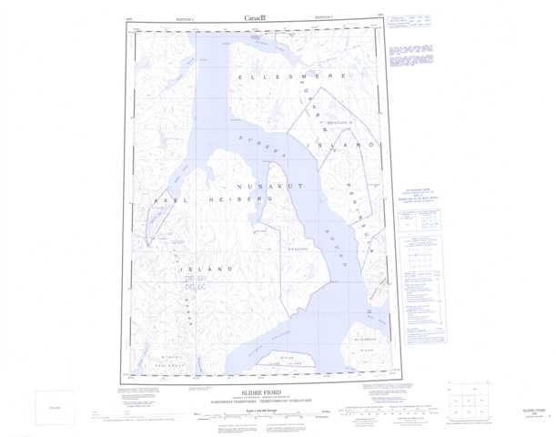 Slidre Fiord Topographic Map that you can print: NTS 049G at 1:250,000 Scale