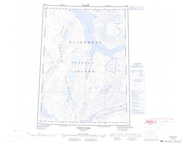 Printable Canon Fiord Topographic Map 049H at 1:250,000 scale