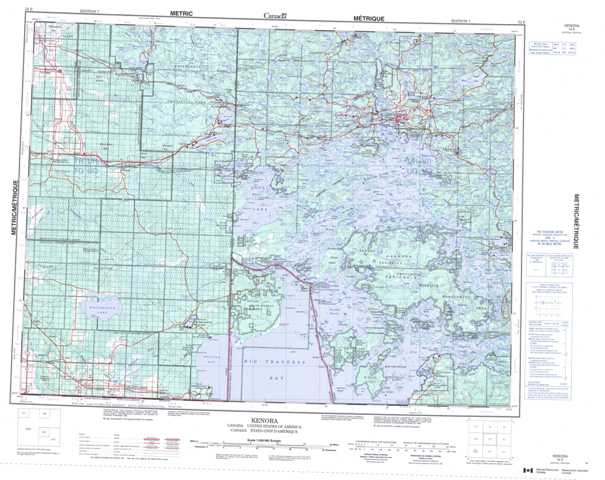 Printable Kenora Topographic Map 052E at 1:250,000 scale