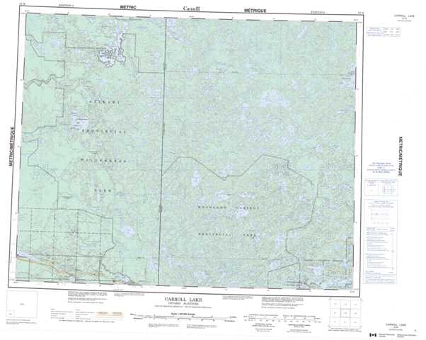 Carroll Lake Topographic Map that you can print: NTS 052M at 1:250,000 Scale