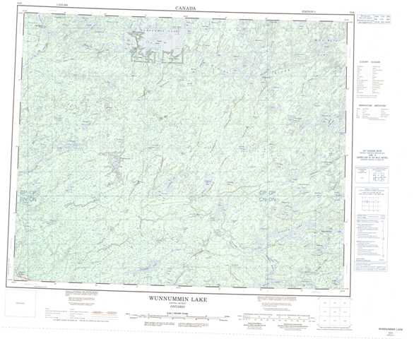 Printable Wunnummin Lake Topographic Map 053A at 1:250,000 scale