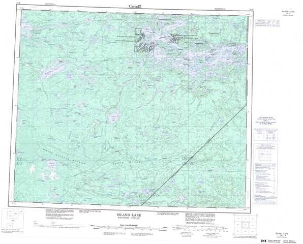 Printable Island Lake Topographic Map 053E at 1:250,000 scale