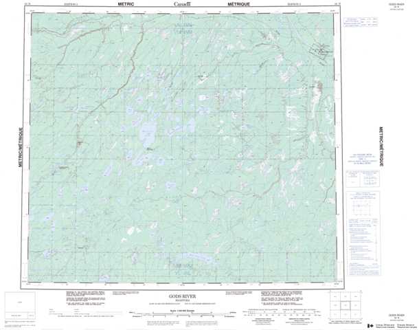 Gods River Topographic Map that you can print: NTS 053N at 1:250,000 Scale