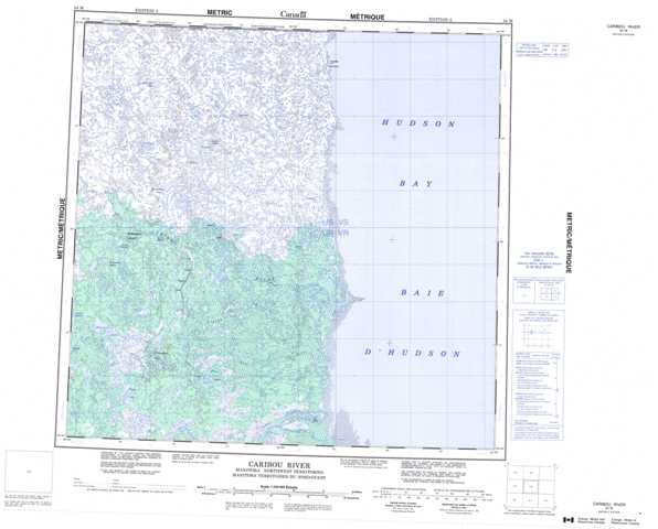 Printable Caribou River Topographic Map 054M at 1:250,000 scale