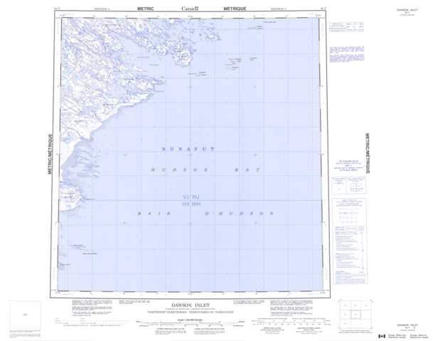 Printable Dawson Inlet Topographic Map 055F at 1:250,000 scale