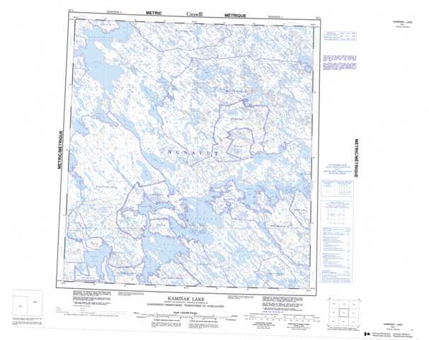 Printable Kaminak Lake Topographic Map 055L at 1:250,000 scale