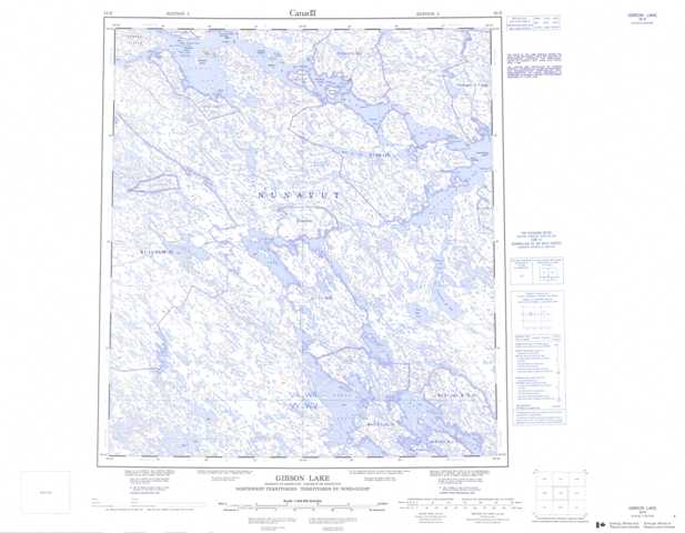 Printable Gibson Lake Topographic Map 055N at 1:250,000 scale