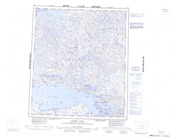 Printable Baker Lake Topographic Map 056D at 1:250,000 scale
