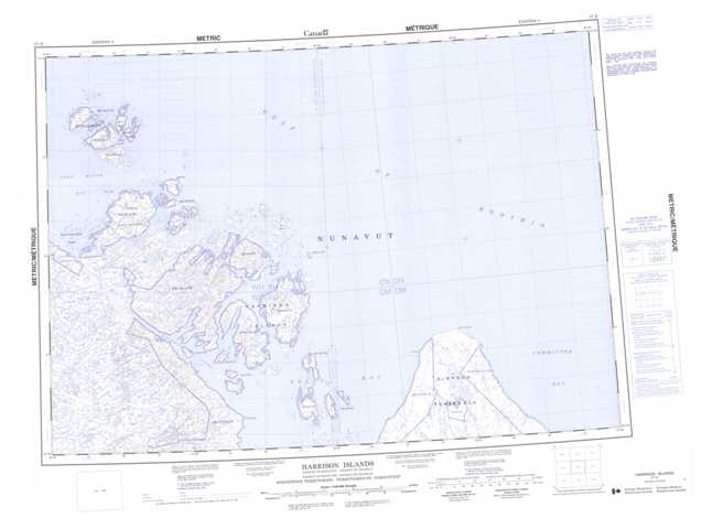 Printable Harrison Islands Topographic Map 057D at 1:250,000 scale
