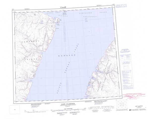 Printable Cape Clarence Topographic Map 058D at 1:250,000 scale