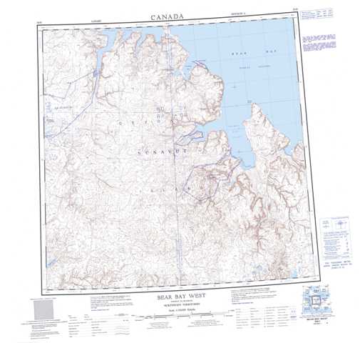 Printable Bear Bay West Topographic Map 058H at 1:250,000 scale