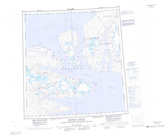 Cardigan Strait Topographic Map that you can print: NTS 059A at 1:250,000 Scale