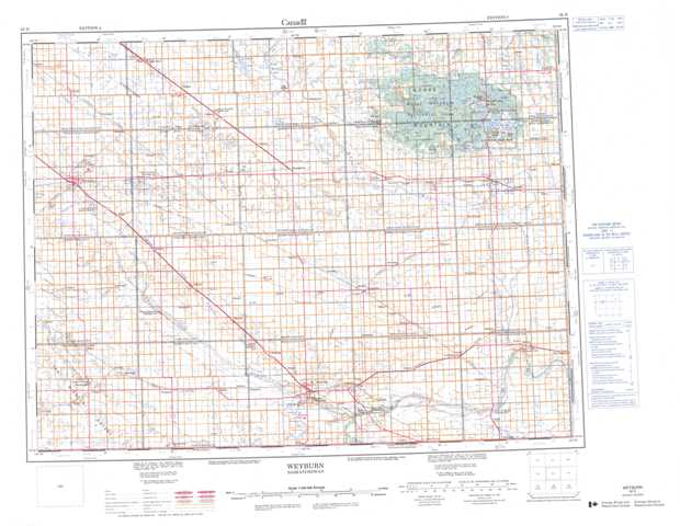Printable Weyburn Topographic Map 062E at 1:250,000 scale