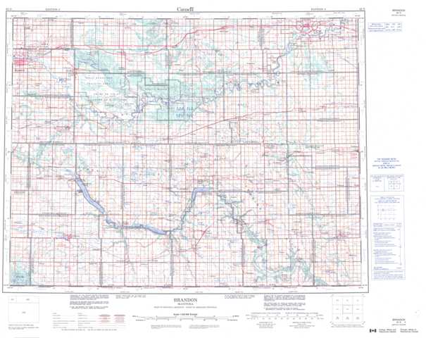Printable Brandon Topographic Map 062G at 1:250,000 scale