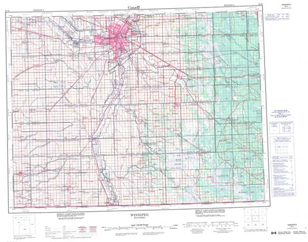 Printable Winnipeg Topographic Map 062H at 1:250,000 scale