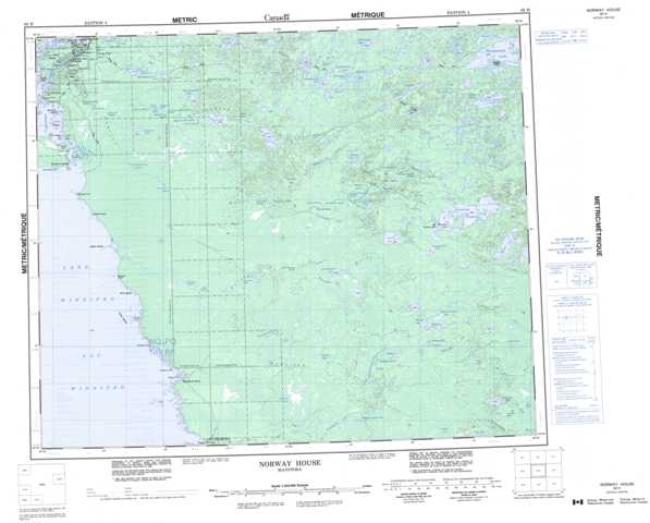 Printable Norway House Topographic Map 063H at 1:250,000 scale