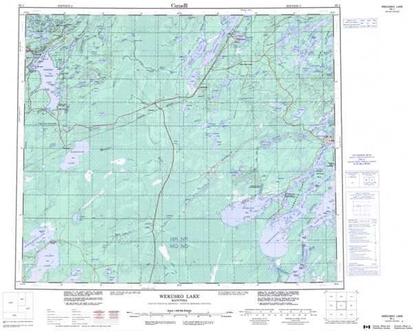 Printable Weskusko Lake Topographic Map 063J at 1:250,000 scale